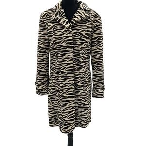 VTG Y2K MIXT IT Zebra Print Faux Fur Coat Jacket Womens Medium Button Front